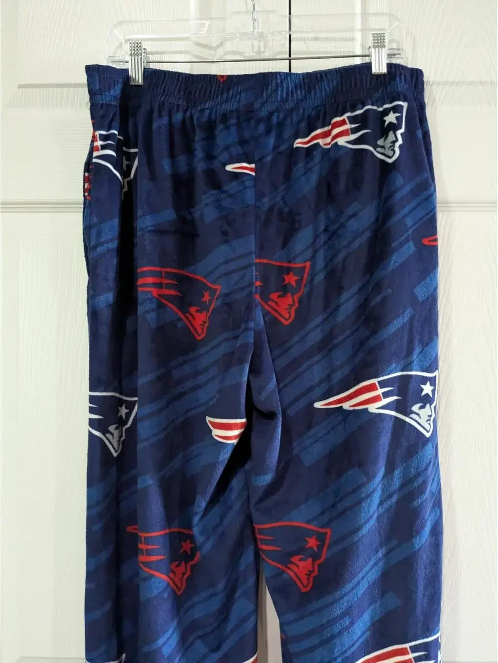 NFL New England Patriots Men's Lounge Pajama Pants, Blue Red, Large, Logo Print